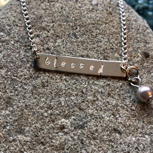 New Hand stamped Blessed necklace